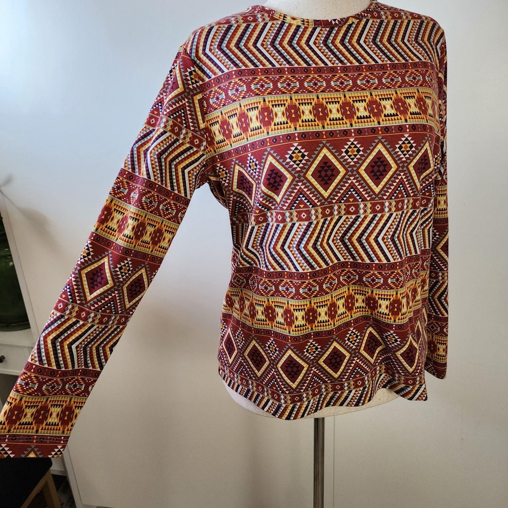 Long sleeve shirt in an aztec / southwest / geometric print in fall colors